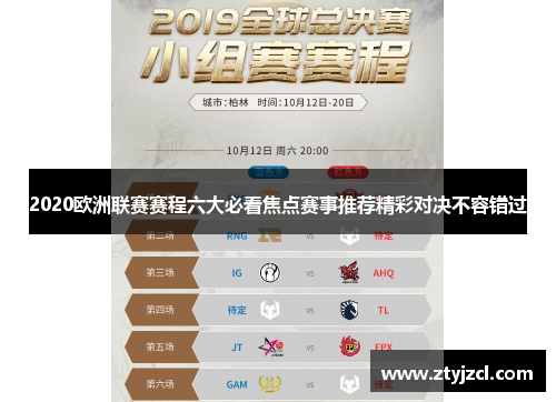 2020欧洲联赛赛程六大必看焦点赛事推荐精彩对决不容错过