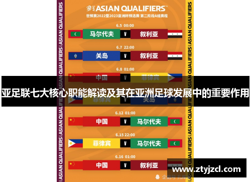亚足联七大核心职能解读及其在亚洲足球发展中的重要作用
